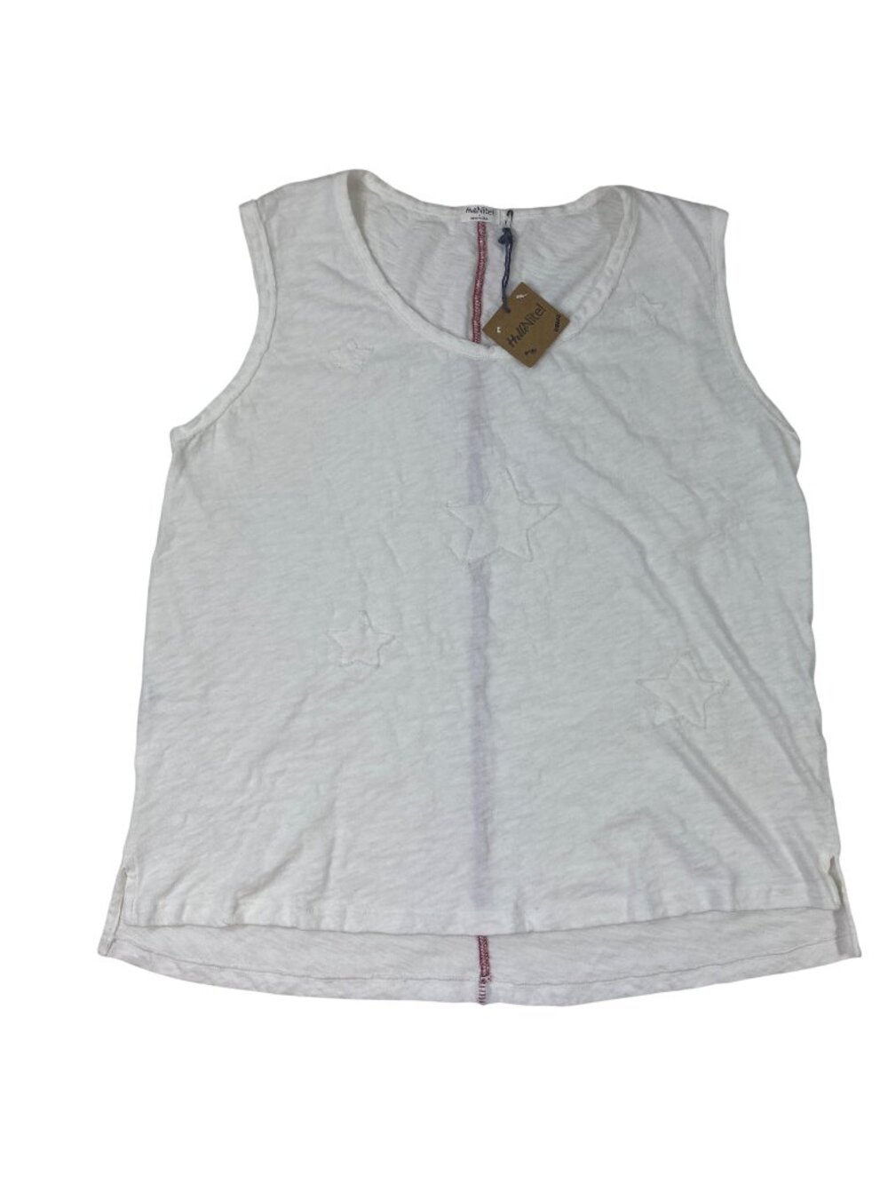 Hello Nite! Womens White Sleeveless Tank Top Star Details Size Large